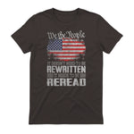 US Flag Constitution of The USA Needs to Be Reread T-Shirt in Dark Chocolate - back view