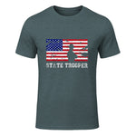 State Trooper USA Flag T-Shirt Gift T-Shirt in Dark Heather - front view