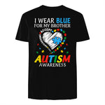 I Wear Blue For My Brother Autism Awareness in Black - back view