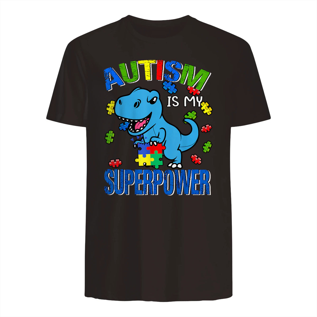 Kids Autism Awareness is My Superpower Boys in Dark Chocolate - back view