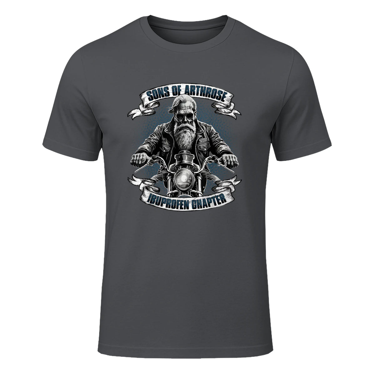 Lustiger Biker Spruch für den alten Mann - Sons of Arthrose - Ibuprofen Chapter Biker Motorradfahrer für ältere in Charcoal - front view