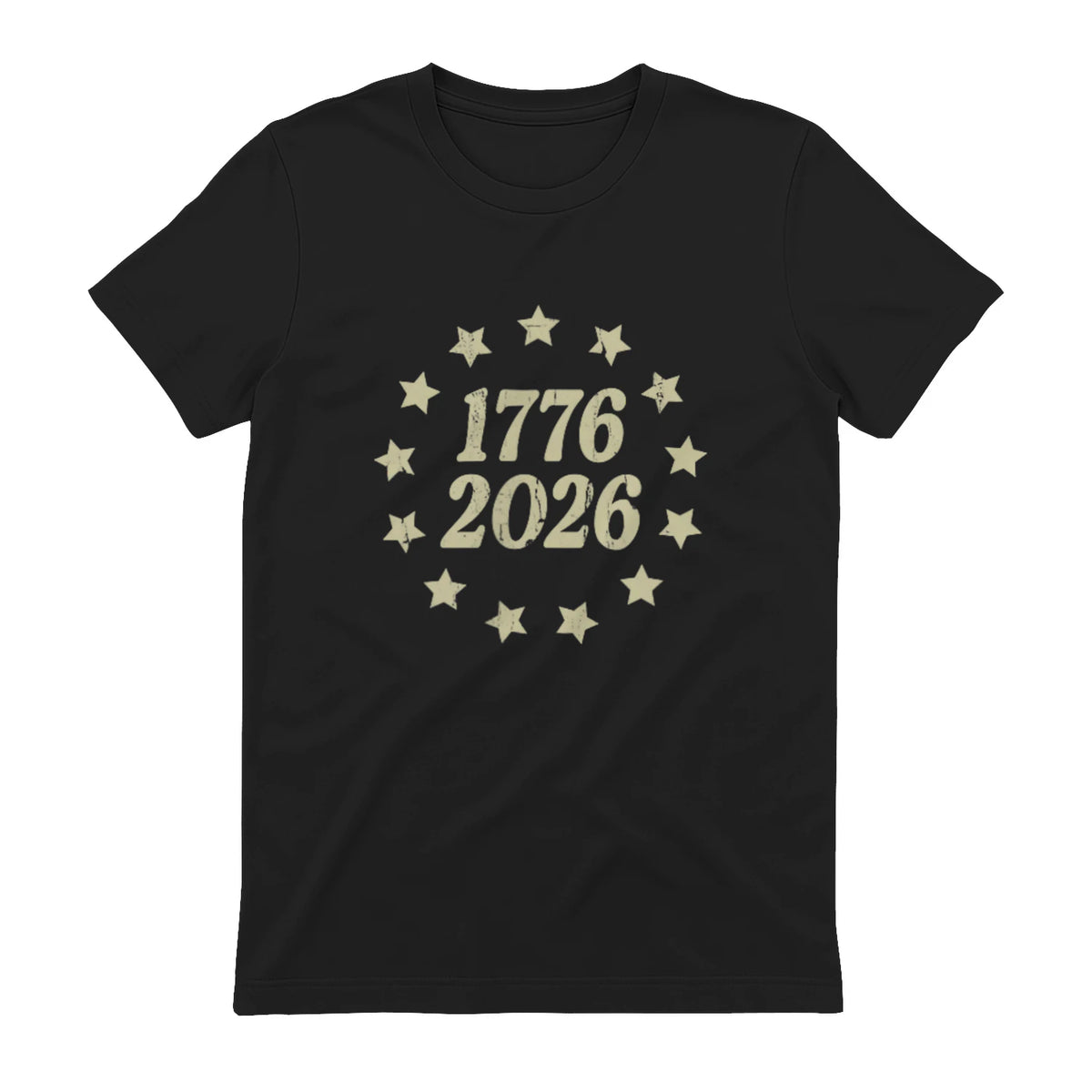 American Flag Front and Back Anniversary T-Shirt in Black - back view