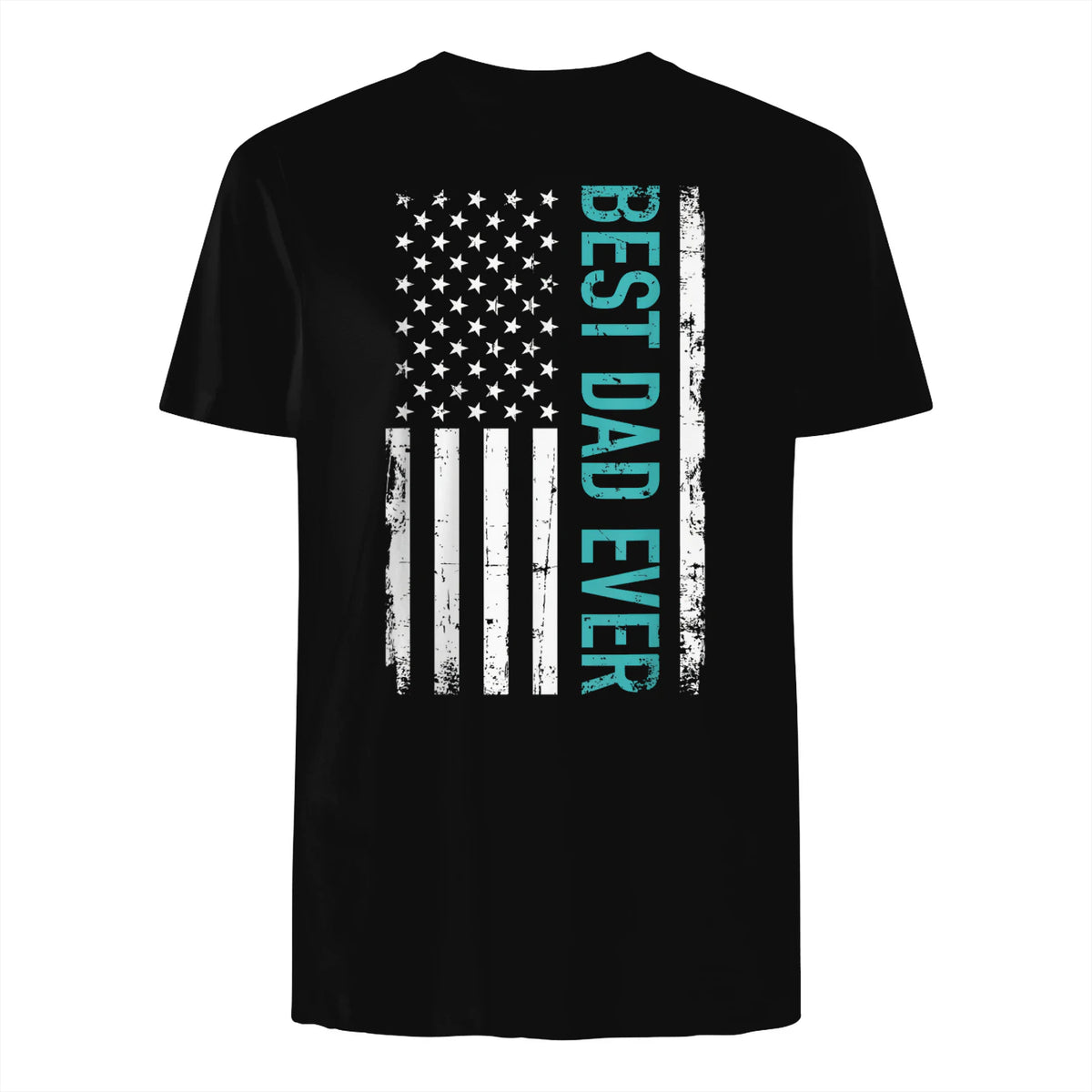 Father's day Best dad ever with US american flag Short Sleeve in Black - back view
