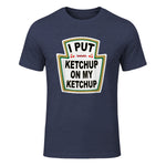 I Put Ketchup on My Ketchup Funny Tomato Ketchup design in Heather Navy - front view