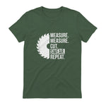 Funny Dad Shirt Measure Cut Swear Handyman Father Day Tshirt in Military Green - back view