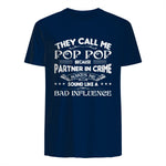 Funny Pop Pop Dad Shirt Valentine Fathers Day Christmas in Navy - back view