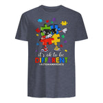 It's OK to Be Different Dabbing Puzzle Autism Awareness Kids in Heather Navy - back view