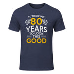 Took Me Eighty Years Birthday Gift T-Shirt in Heather Navy - front view