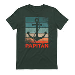 Papitän Papa und Kapitän Lustiges Retro Anker Vatertag in Forest Green - back view
