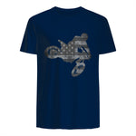 Dirt Bike American Flag T-Shirt Motocross Enduro Shirt T-Shirt in Navy - back view