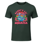 Daddy's Lil Squirter Joke T-Shirt in Forest Green - front view