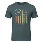 USA Patriotic Fourth of July America T-Shirt in Dark Heather - front view