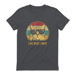 Retro I do What I Want cat Funny cat Lover T-Shirt Small in Charcoal - back view