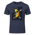 Dabbing Banana Retro American Flag Banana Lover Boys Kids T-Shirt in Heather Navy - front view