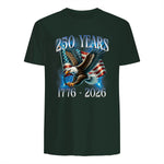 Eagle and Flag Anniversary Birthday T-Shirt in Forest Green - back view