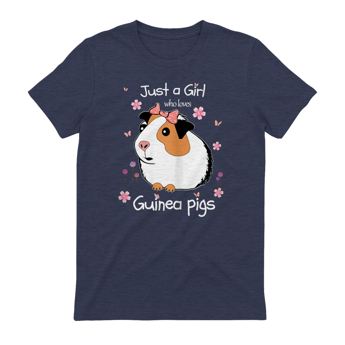 Just a Girl Who Loves Guinea Pigs - Cute Pets Lover Gift in Heather Navy - back view