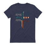 USA Flag Religious Quote Fourth of July Christian Faith T-Shirt in Heather Navy - back view