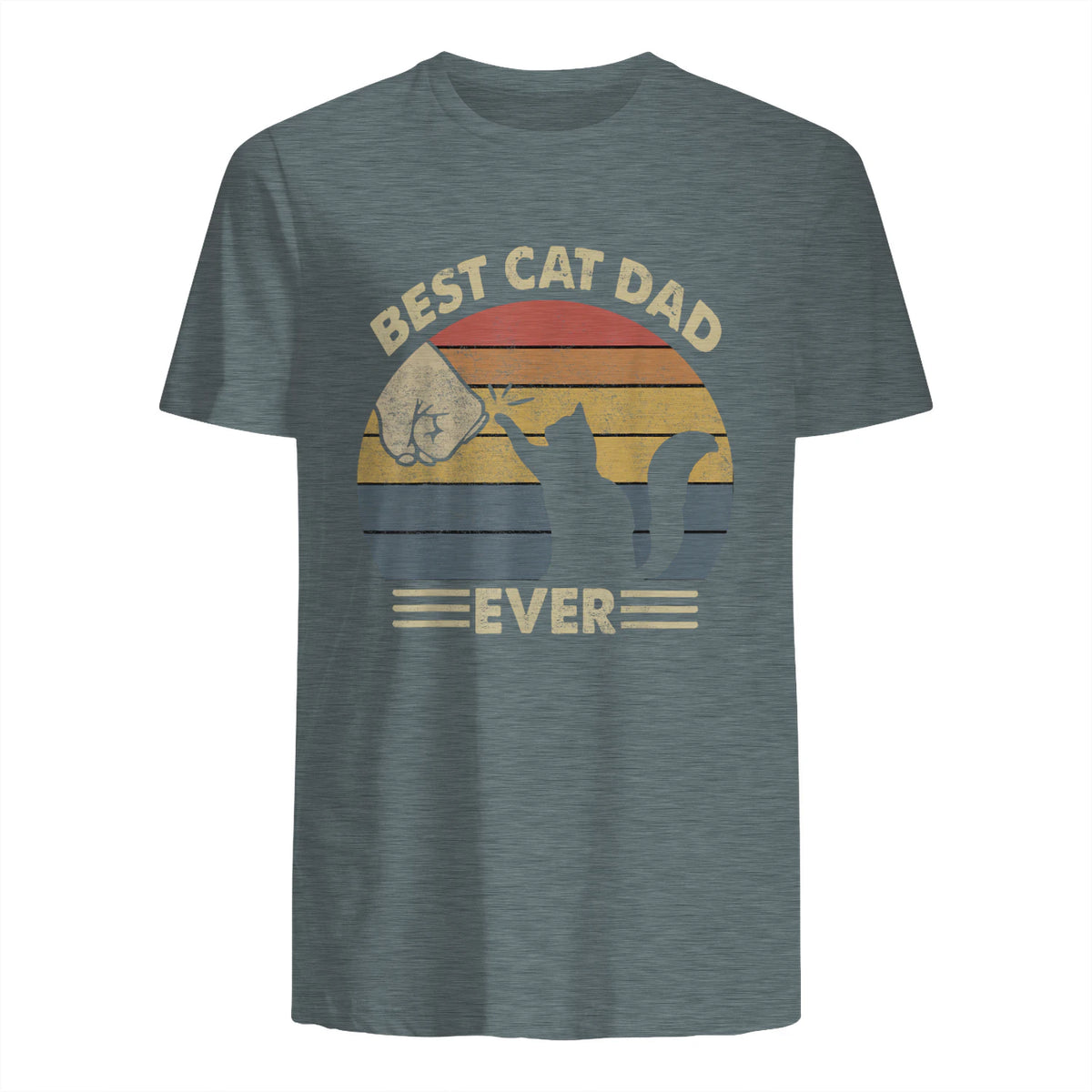 Best Cat Dad Ever T-Shirt in Dark Heather - back view