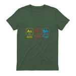 Autism Awareness Periodic Table ASD T-Shirt in Military Green - back view