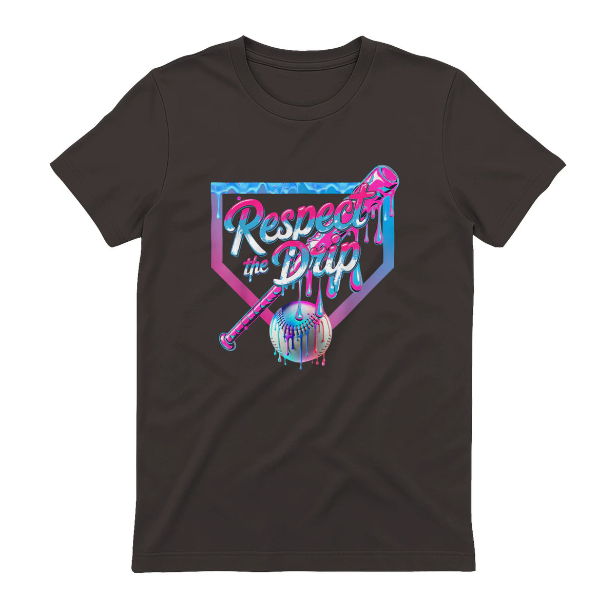 Baseball Drip for Boys Ice Cream Drip Youth Boys Baseball T-Shirt in Dark Chocolate - back view