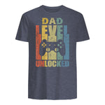 Pregnancy Announcement Dad Level Unlocked Soon to Be Father in Heather Navy - back view