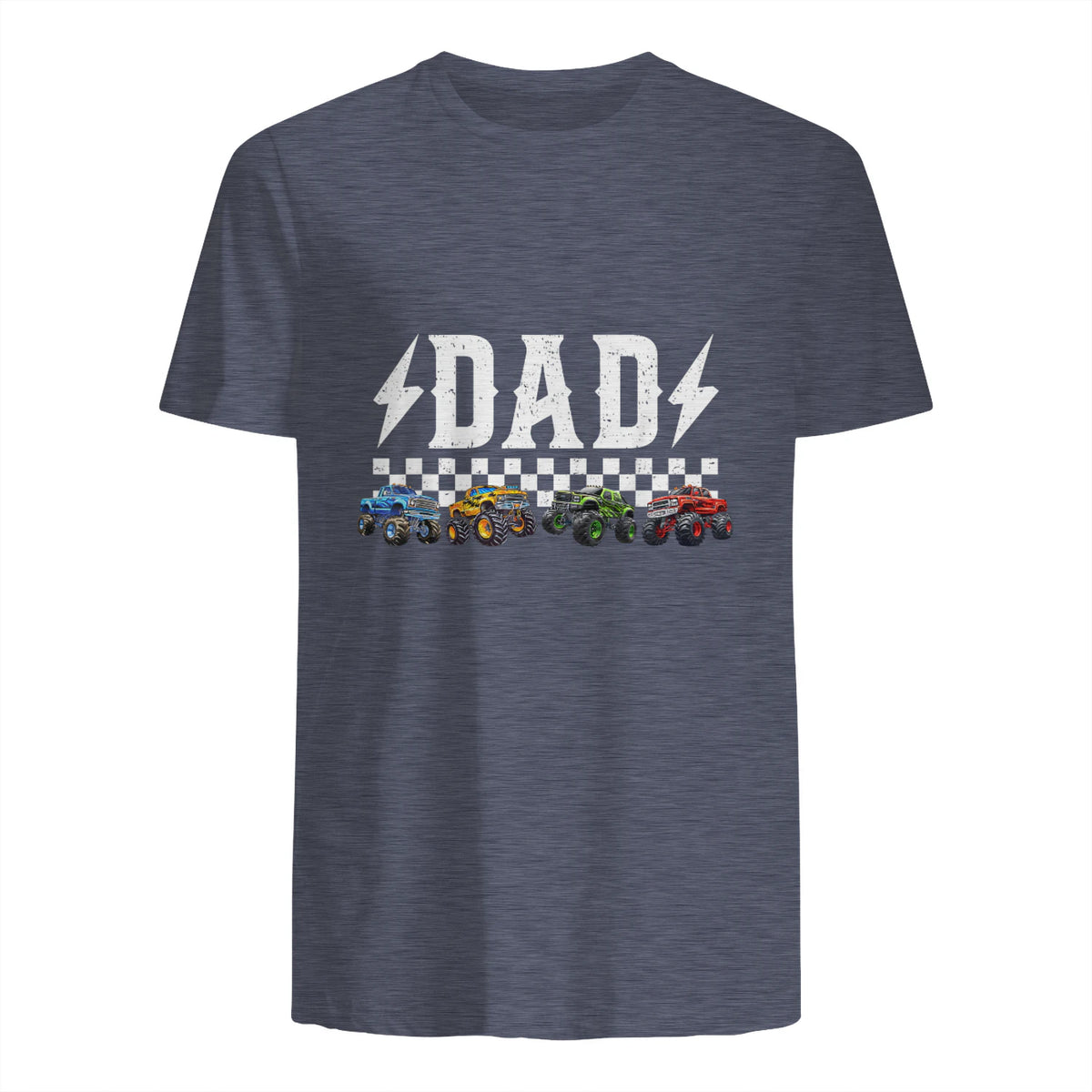 Dad Retro Monster Truck T-Shirt in Heather Navy - back view