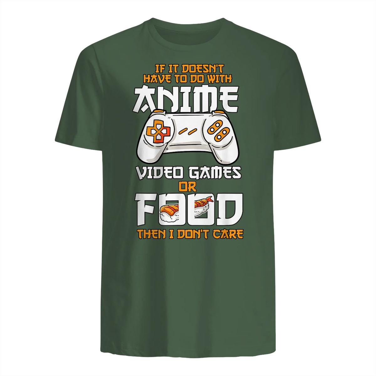 Cute Manga & Anime Merch for Anime Girls & Boys Unisex Anime Video Games Food Sushi Gaming Merch Otaku Gift Anime in Military Green - back view