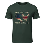 Don't Let The Old Man in Vintage American Flag T-Shirt in Forest Green - front view