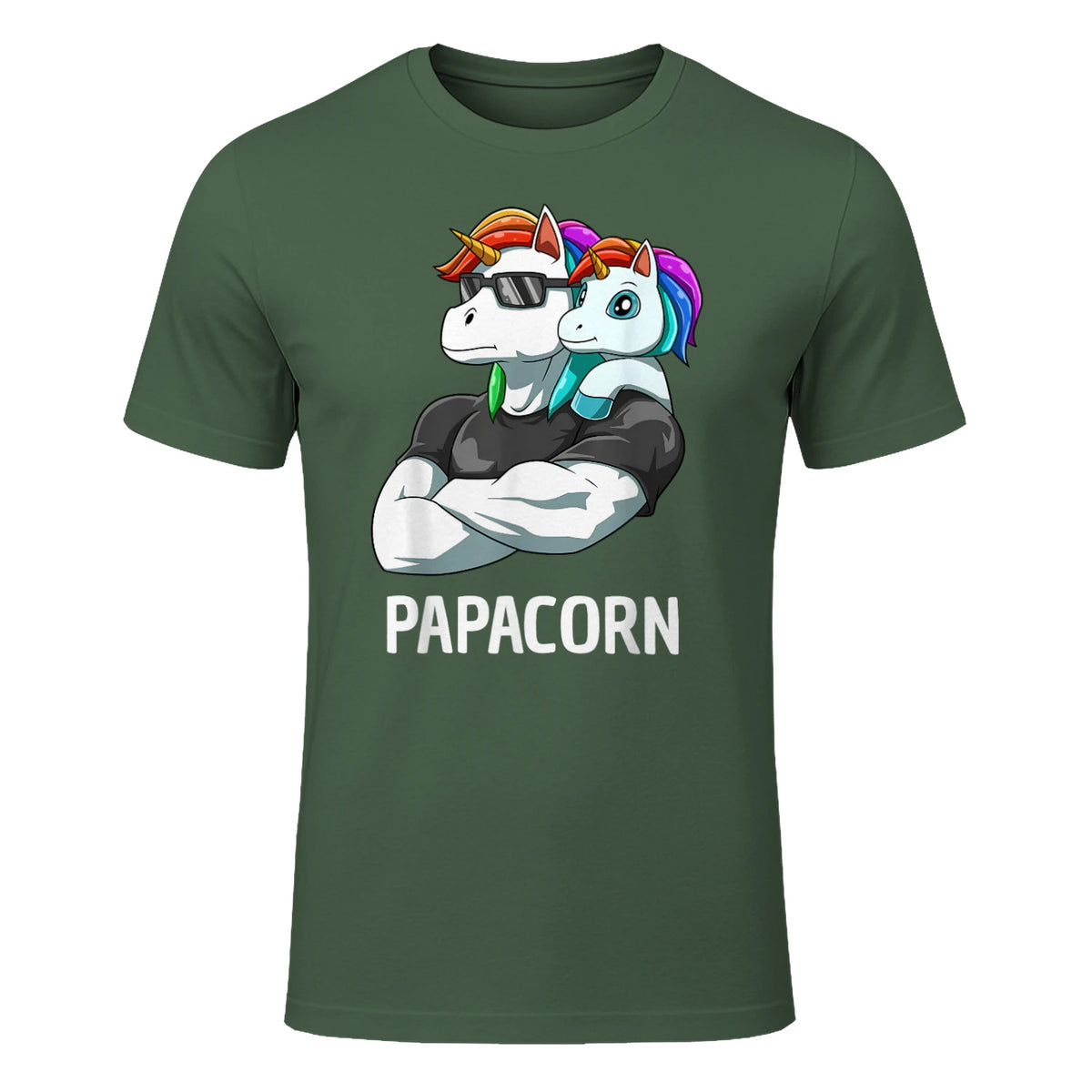 Papacorn Vater Tochter Einhörner in Military Green - front view