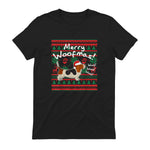 Basset Hound Chemise de Noël Merry Woofmas Père Noël Chien in Black - back view