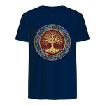 Baum des Lebens Wikinger keltischer Lebensbaum nordisch Halbarm in Navy - back view