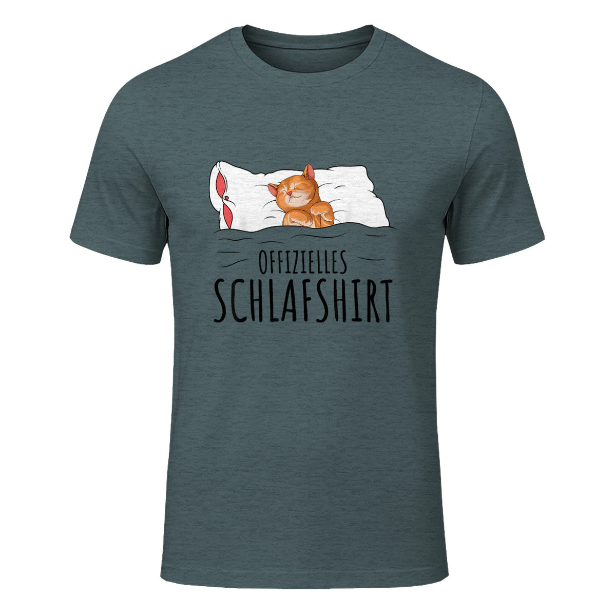 Süße Katzen & Haustier Geschenkideen Offizielles Schlafshirt Katze Schlafanzug Katzen in Dark Heather - front view