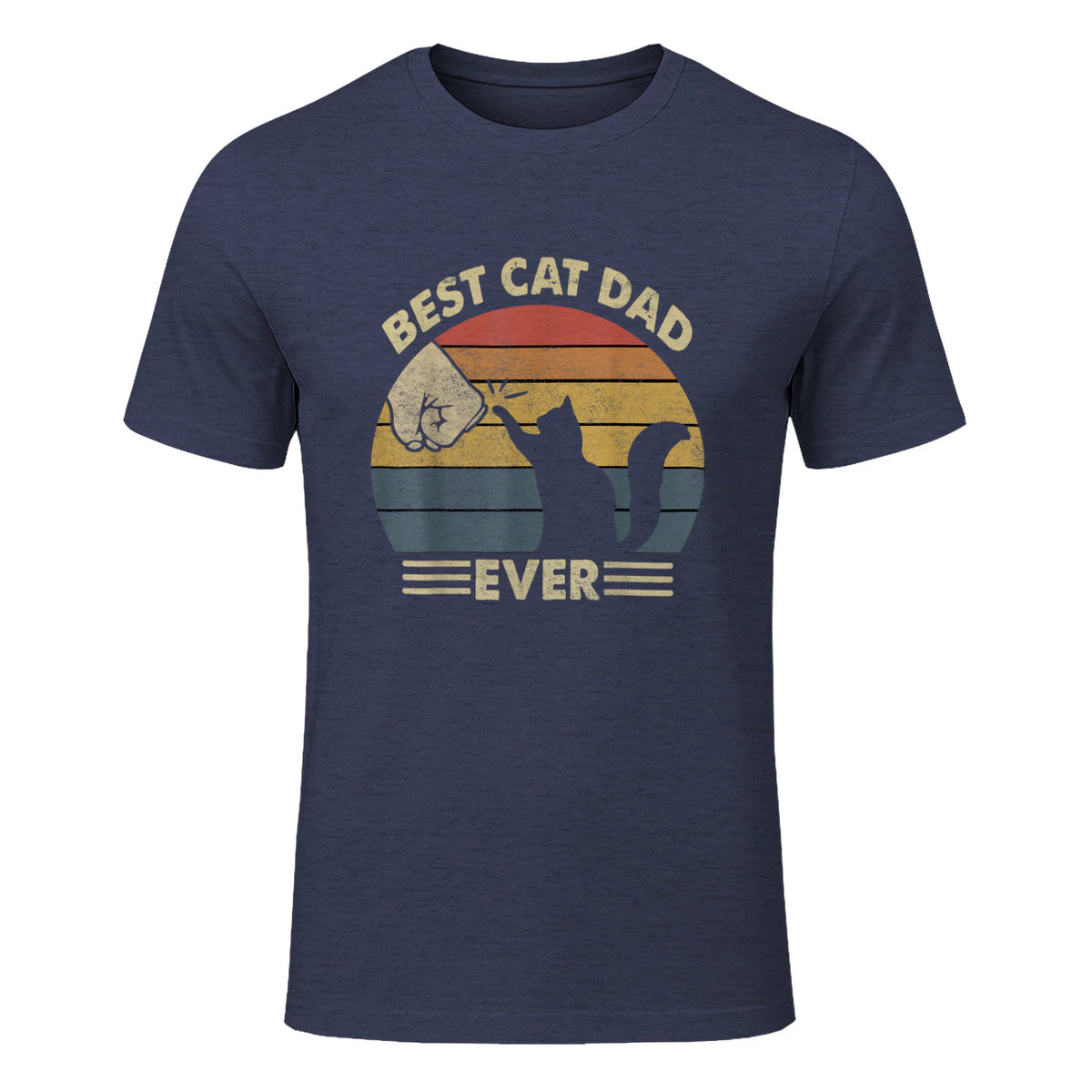 Best Cat Dad Ever T-Shirt in Heather Navy - front view