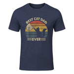 Best Cat Dad Ever T-Shirt in Heather Navy - front view