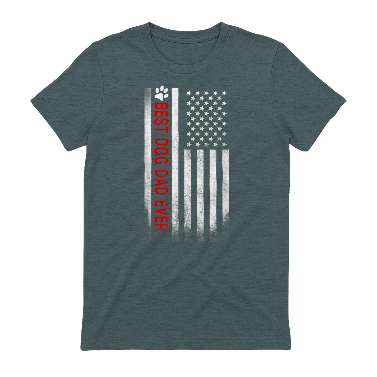 Best Dog Dad Ever American Flag Gift for Best Father in Dark Heather - back view