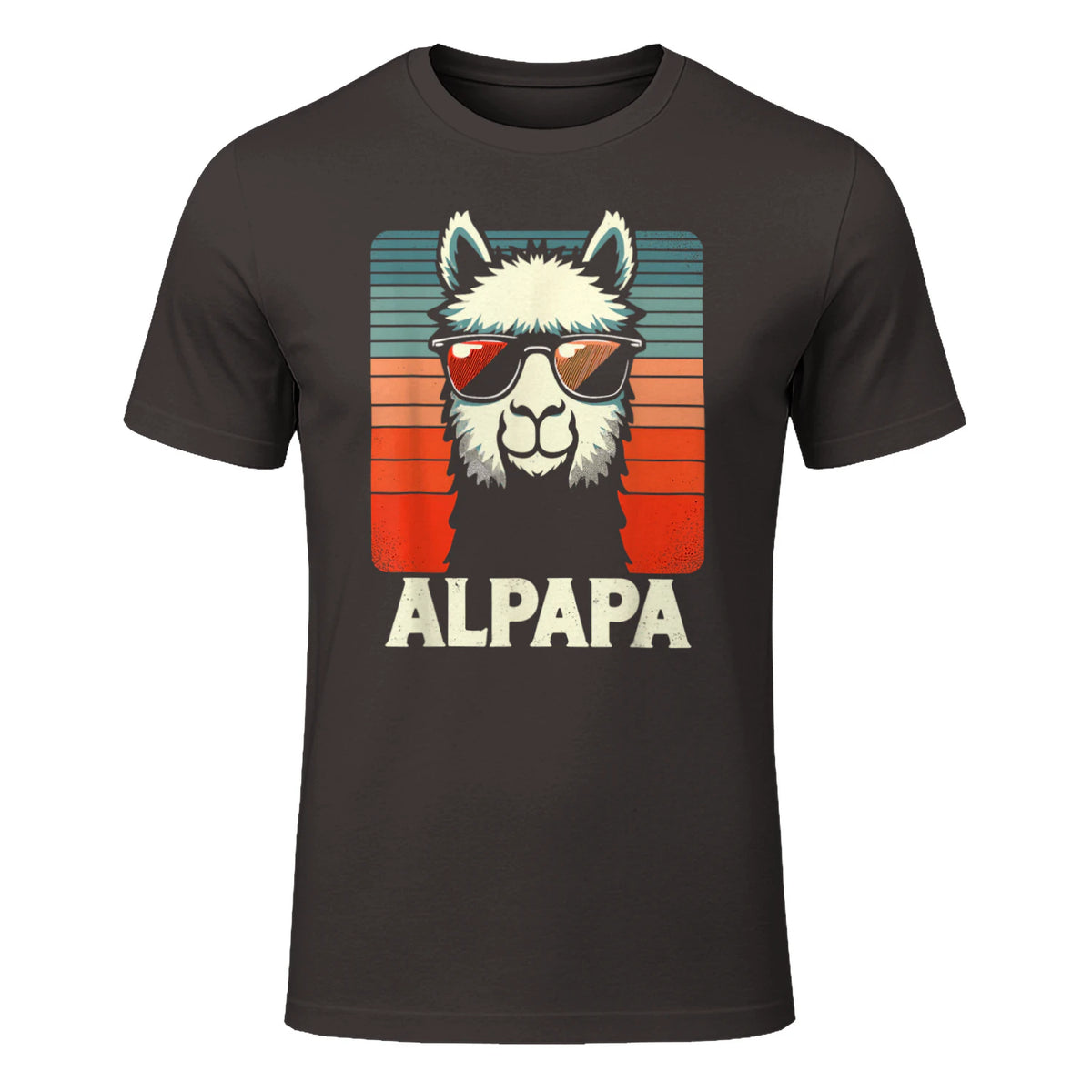 Bester Papa Alpapa Alpaka Frischgebackener Papa Vatertag T-Shirt in Dark Chocolate - front view