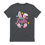 Happy Easter Bunny Women Girls Rabbit Easter Egg Hunt Funny in Charcoal - back view