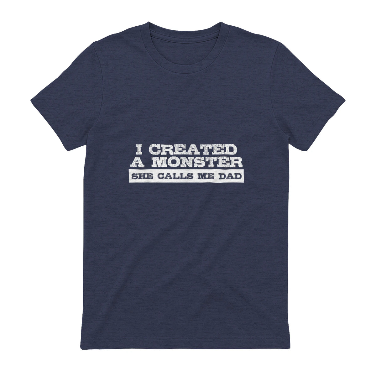Funny Tshirt Gift for Dad from Daughter First Father's Day in Heather Navy - back view