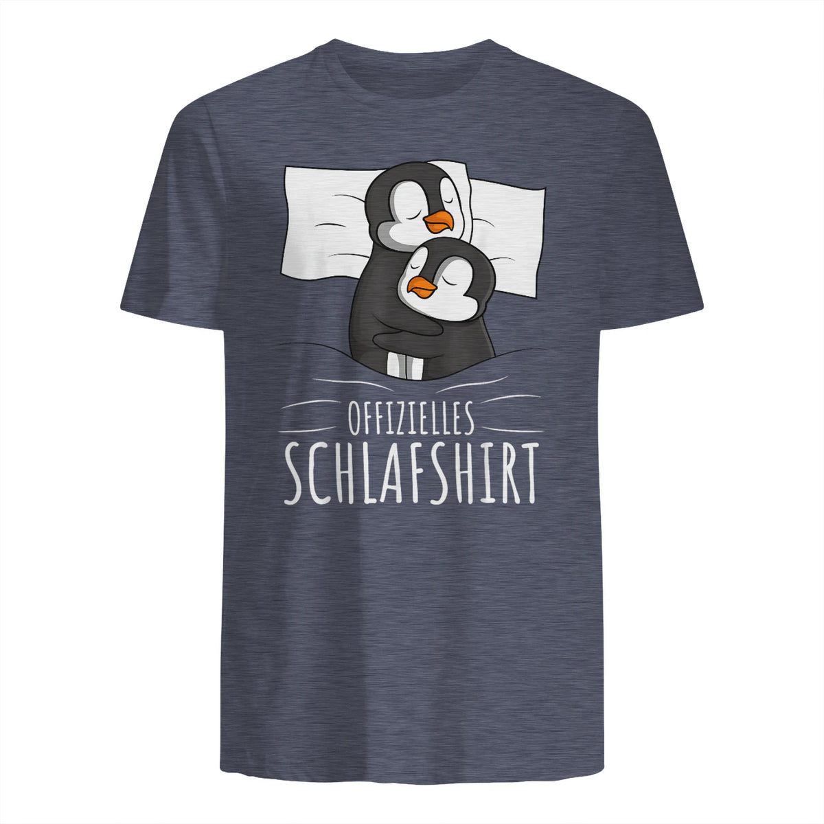 Offizielles Schlafshirt Pinguin Schlafanzug Penguin Kurzarm in Heather Navy - back view