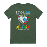I Wear Blue For My Brother Autism Awareness in Military Green - back view