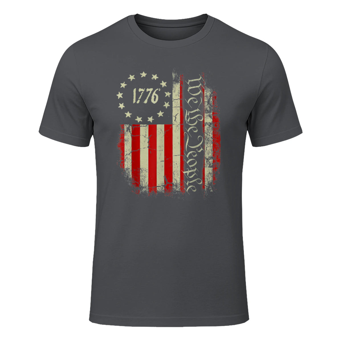 USA Patriotic Fourth of July America T-Shirt in Charcoal - front view