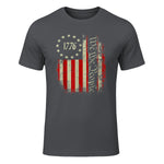 USA Patriotic Fourth of July America T-Shirt in Charcoal - front view