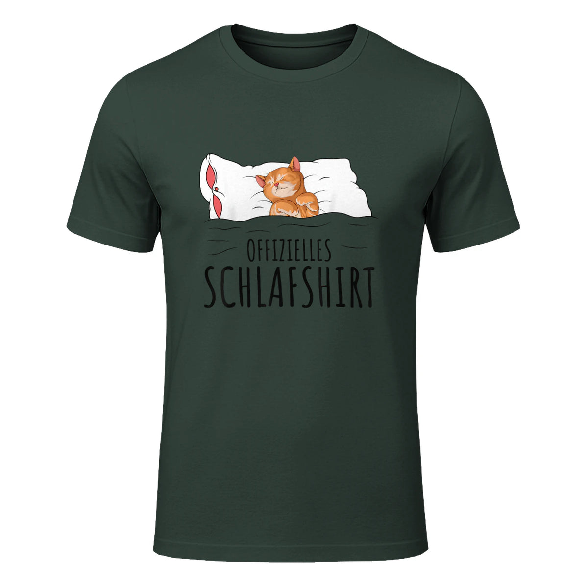 Süße Katzen & Haustier Geschenkideen Offizielles Schlafshirt Katze Schlafanzug Katzen in Forest Green - front view