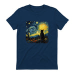 Starry Night Cat Lover T-Shirt in Navy - back view