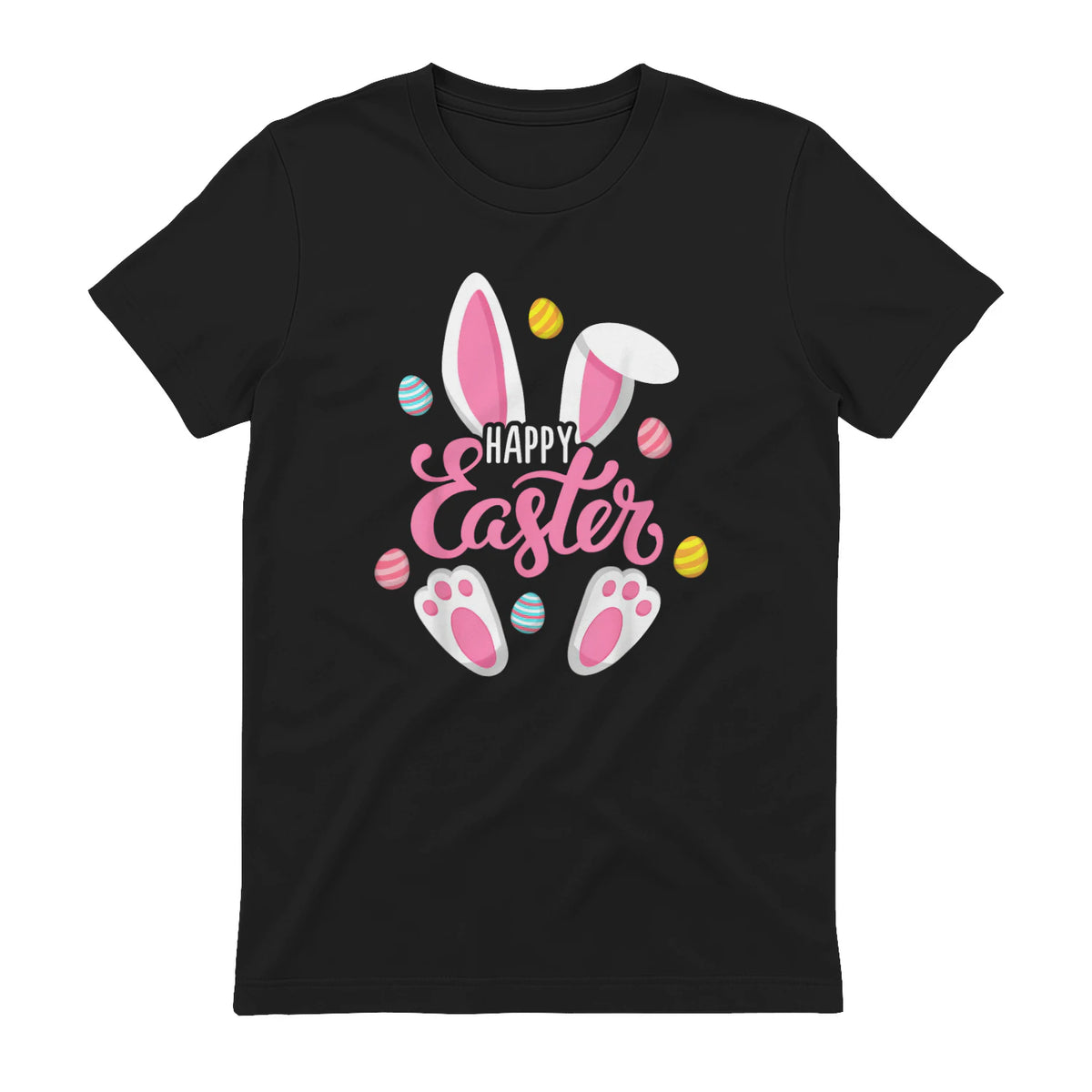 Happy Easter Bunny Women Girls Rabbit Easter Egg Hunt Funny in Black - back view