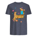 Flipper Wiz chien chat jouant au flipper in Heather Navy - back view