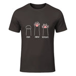Introvert Cat Animal Rescue Pet Lover Apparel Rock Paper Scissors Hand Game Cute Paw Funny Cat T-Shirt in Dark Chocolate - front view