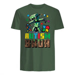 Autism Bruh Dab ASD Awareness Gamer Boys Kids Youth in Military Green - back view
