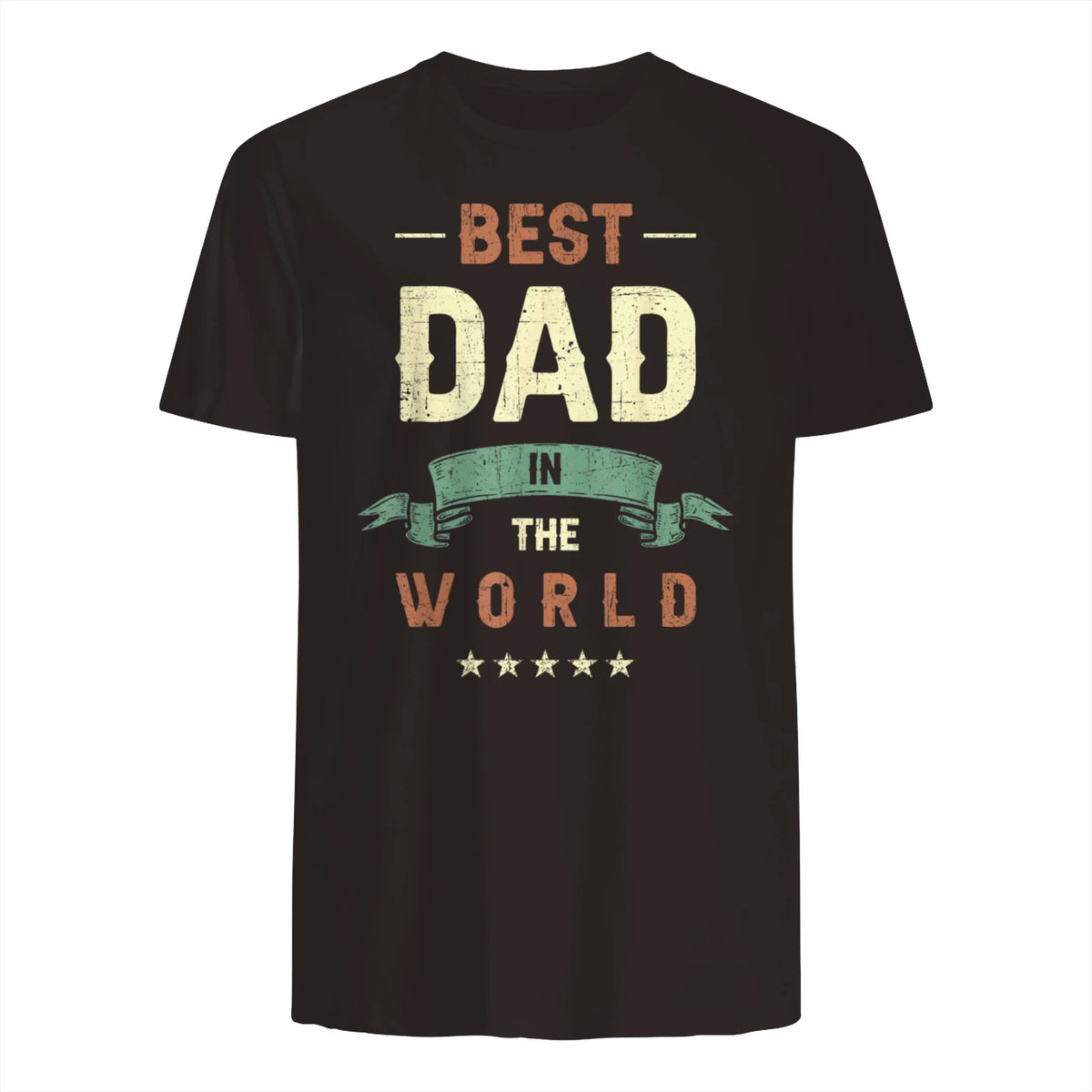 Best Dad in the World, Retro Vintage Look T-Shirt in Dark Chocolate - back view