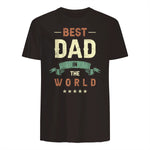 Best Dad in the World, Retro Vintage Look T-Shirt in Dark Chocolate - back view
